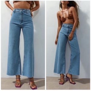 Zara The Marine Straight High Waisted Wide Leg Jean Size 12